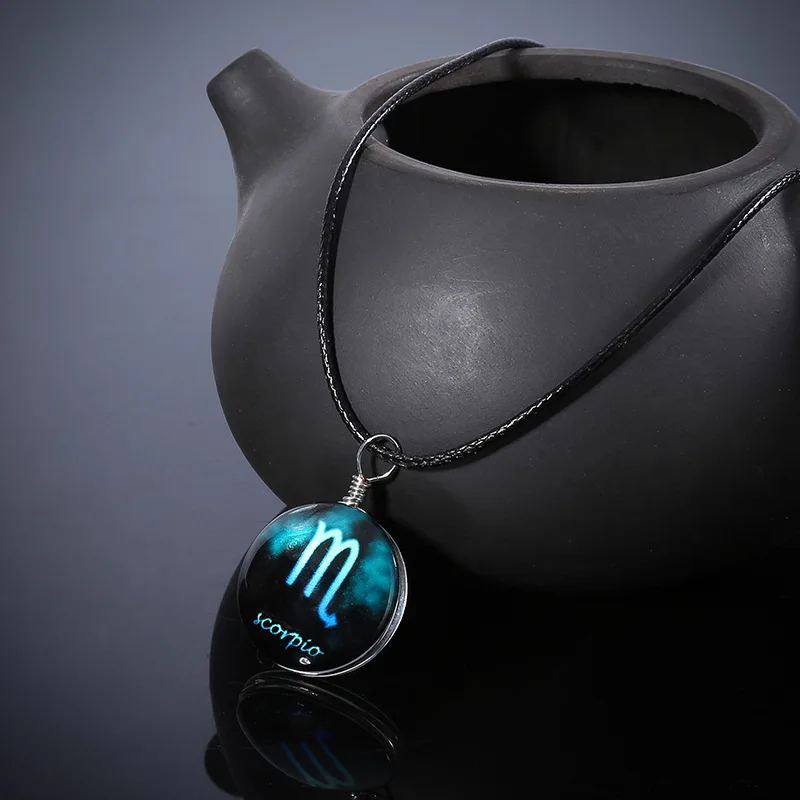Fashion glow in the dark zodiac necklace pendants for women wholesale N8000126