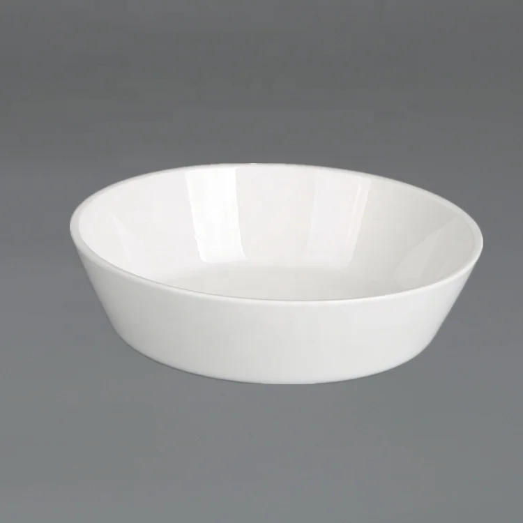 China factory wholesale flat white 8' round white porcelain  for restaurant