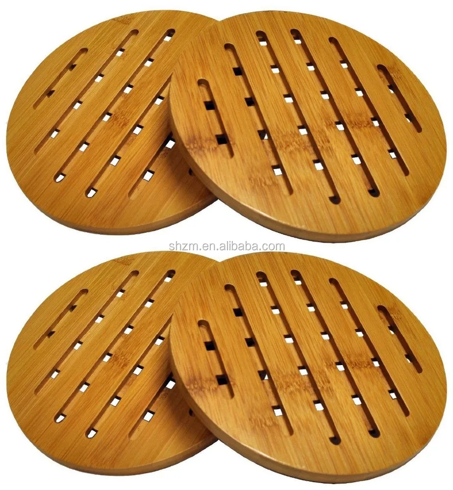 Manufacturer hot bamboo pot mat,round bamboo trivet