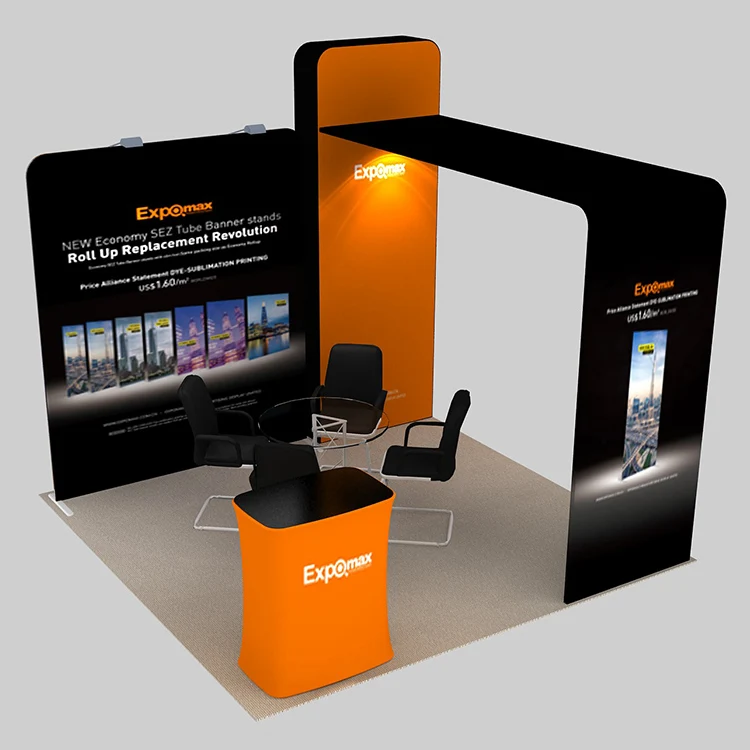 Custom Printed Stand Portable Equipment trade show marketing displays 10x20 booth
