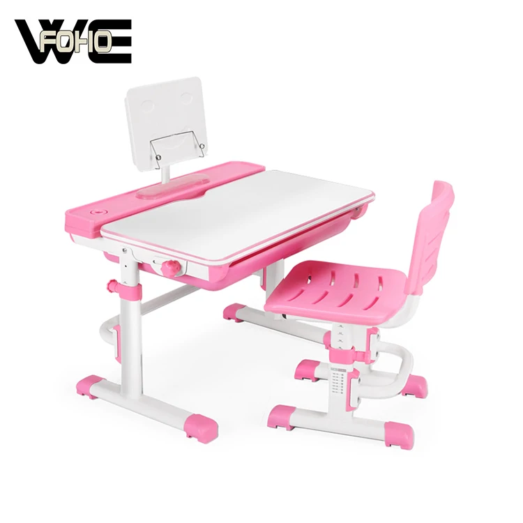 EASY install Kids desk chair height adjustable non-toxic writing children study desk with led lamp