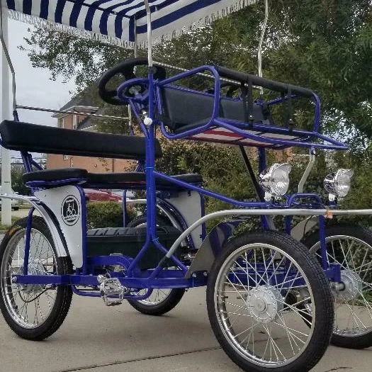 DELUXE 2PERSONS   SURREY BIKE WITH LED LIGHTS  AND FRONT BABY SEAT  SURREY QUADRICYCLE