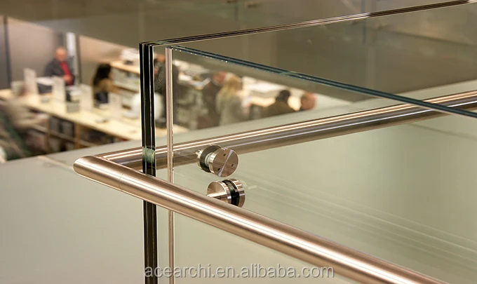 Modern Design Inox Balcony Glass Railing With Stainless Steel Pilar