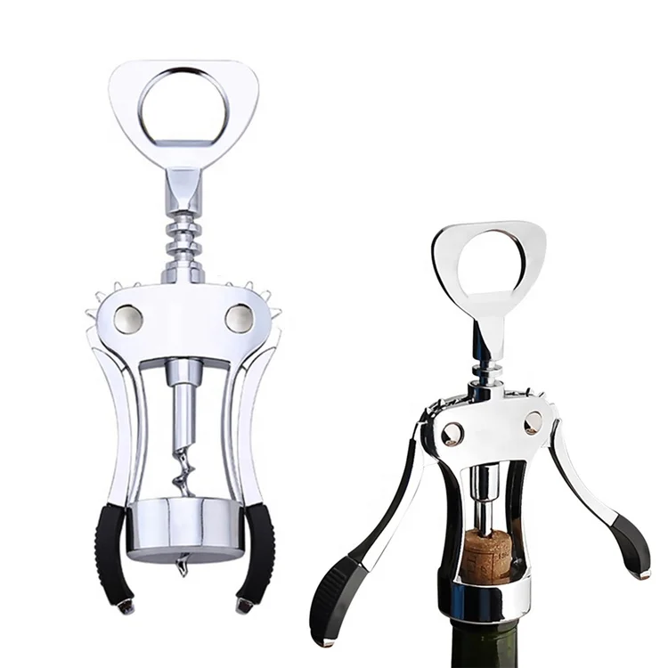 Portable Stainless Steel Red Wine Opener Wing Type Waiter Wine Corkscrew Handle