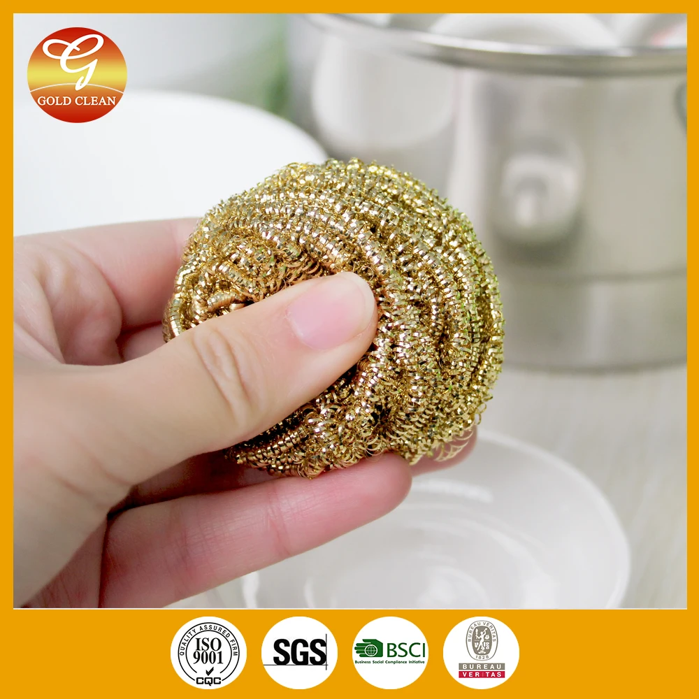 Steel Wool Scrubbers Cleaning Sponges Metal Wire Scourer Sponge Heavy Duty Scourer Brass scourer gold Durable