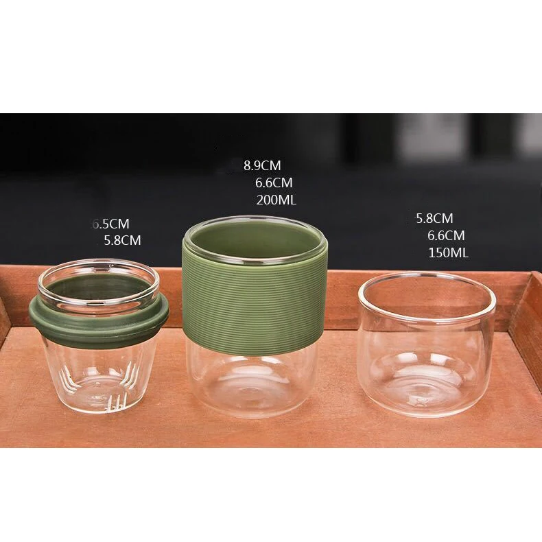 Portable Simple Travel Glass Tea Set with Kung Fu Tea Cups Elegant Teapot