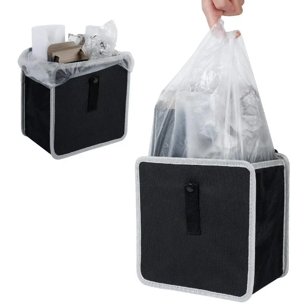 Auto Car Trash Bin - Car Storage Bag, Folded Portable Oxford Cloth Car Garbage Can - Black