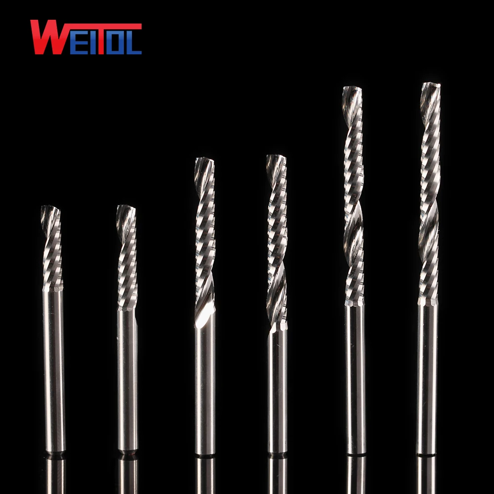 WeiTol cnc tool in milling cutter carving tools with single flute cnc machine tools for acrylic N Spiral Bit 3.175 mm series