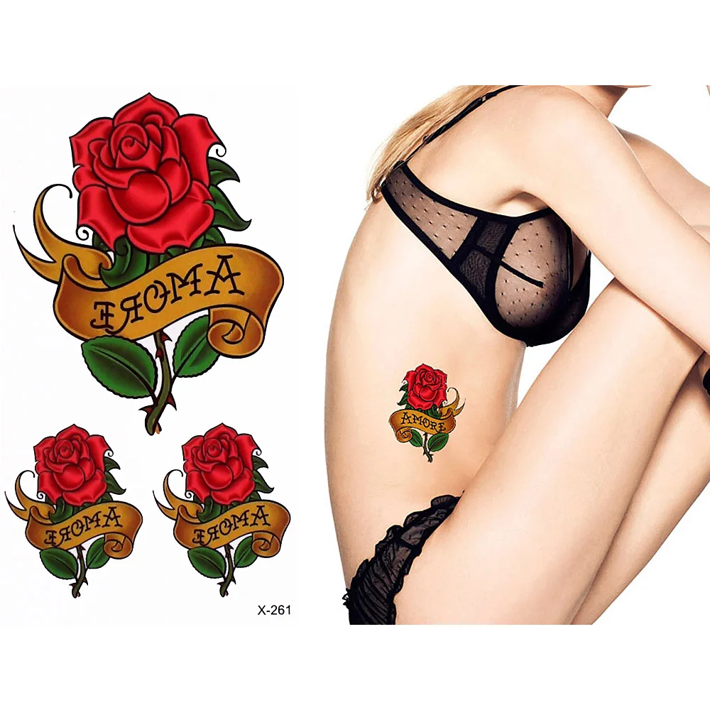
Rose Art Design Elegant Temperament Tattoo Stickers 