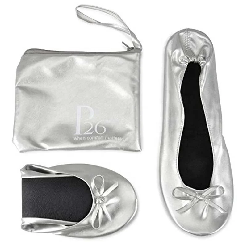 Женская Складная обувь, портативная дорожная балетная обувь на плоской подошве, подходящий чехол для переноски