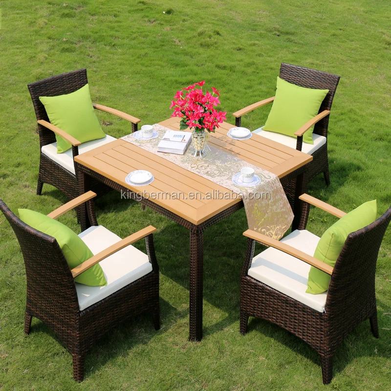 All Weather Teak Wood Table Dining Table And Chairs Set Outdoor Furniture