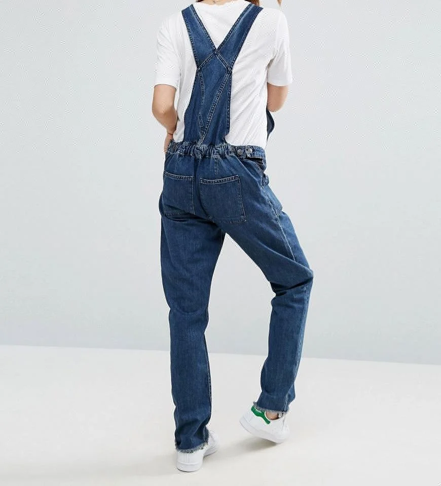 Royal wolf jeans manufacturer selvedge 1 cut hem button closured straps suspenders relaxed fit bib overall maternity dungarees