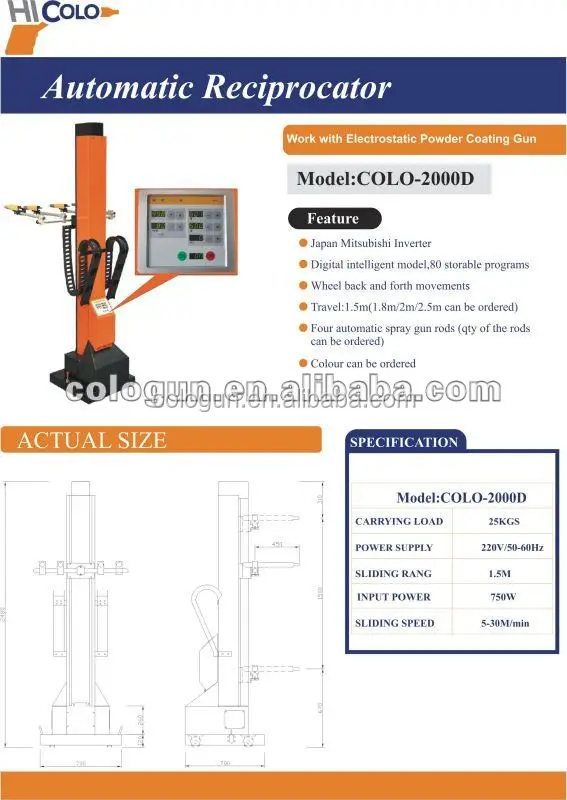 Electrostatic automatic powder coating manipulator