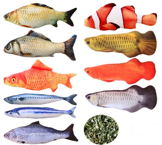 More cute Pet product factory Cat toys Fish Chew Interactive Plush Pet Toys for Cats
