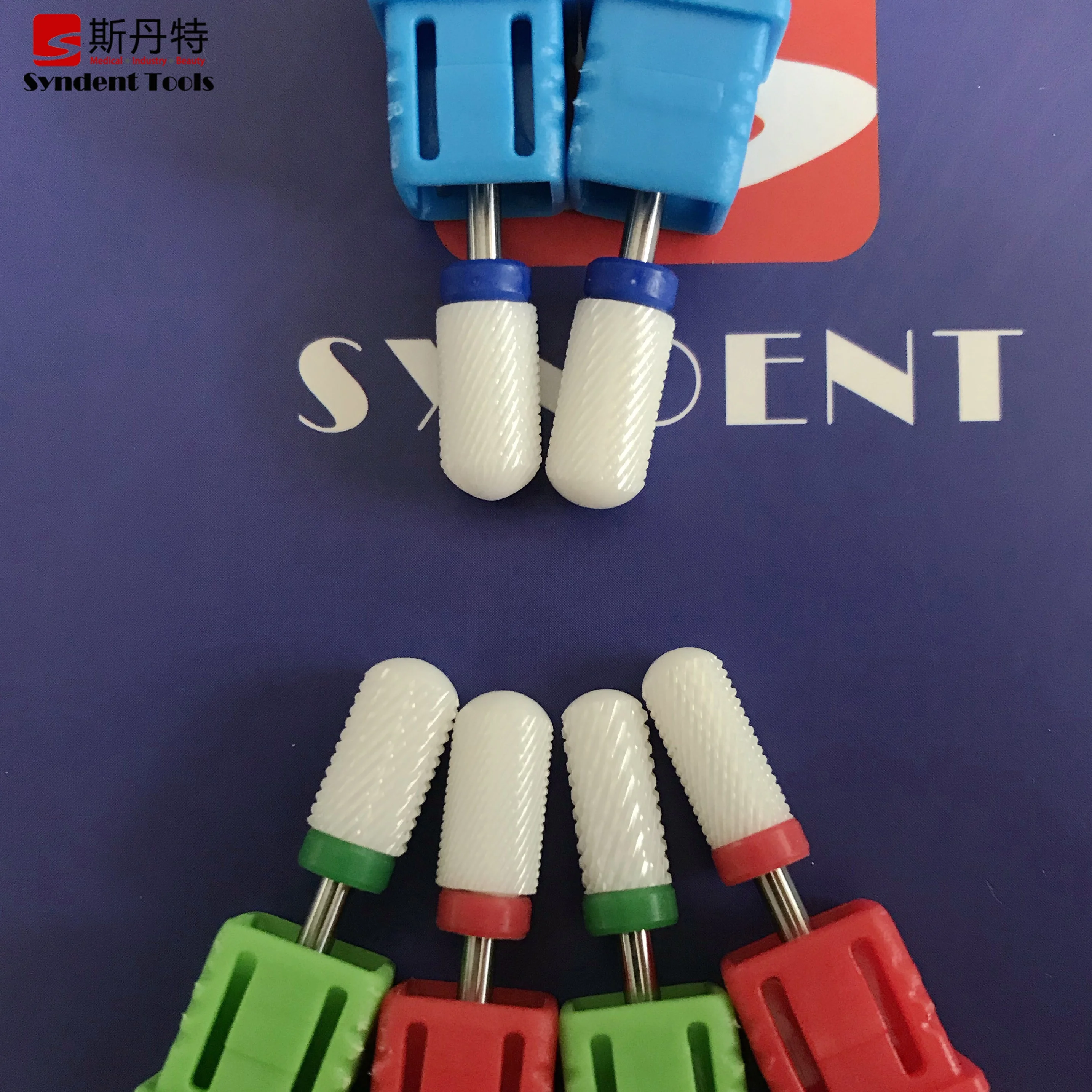 Good quality pink white ceramic acrylic nail drill bits burs dental pedicure podiatry use set kit