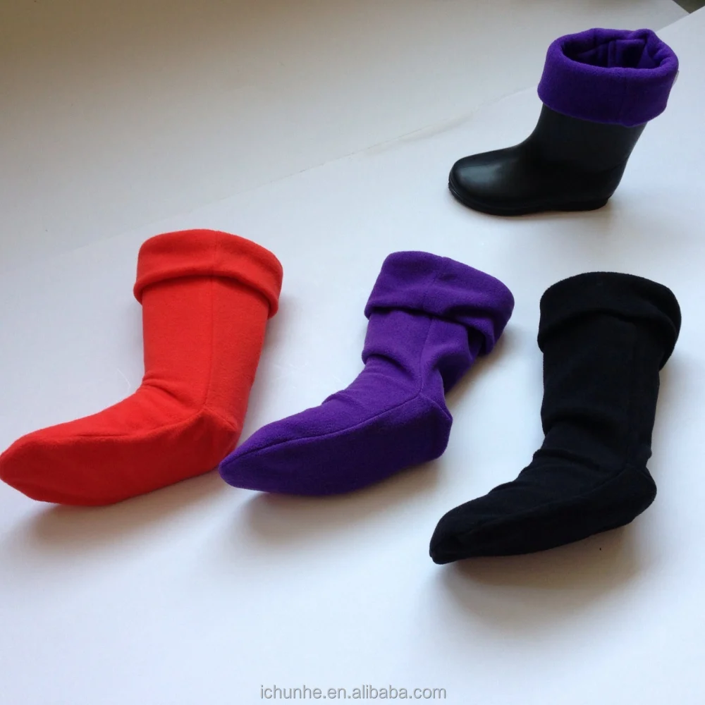 high quality winter fleece rain boot socks with knit cuff