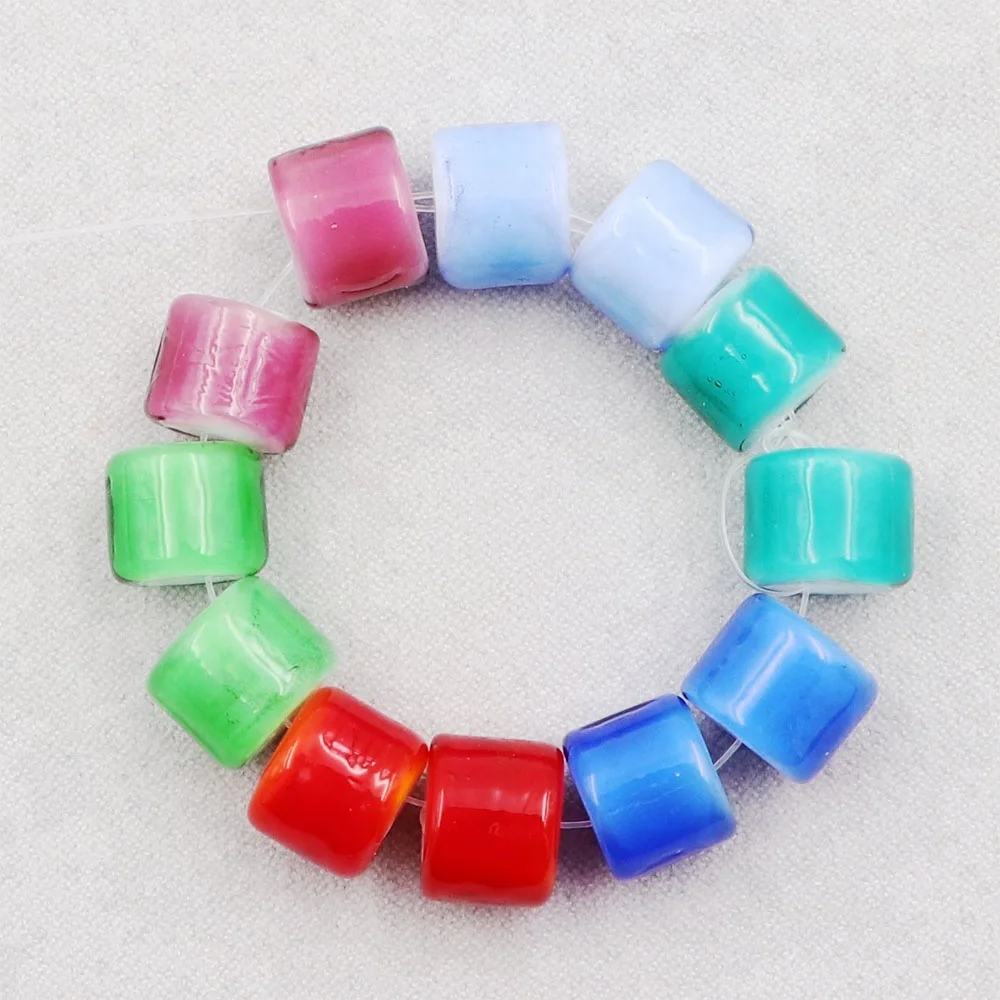 8*10mm Cylindrical Old Nepalese Glass Barrel Spacer Handmade Colored Cheap China Glass Beads Wholesale