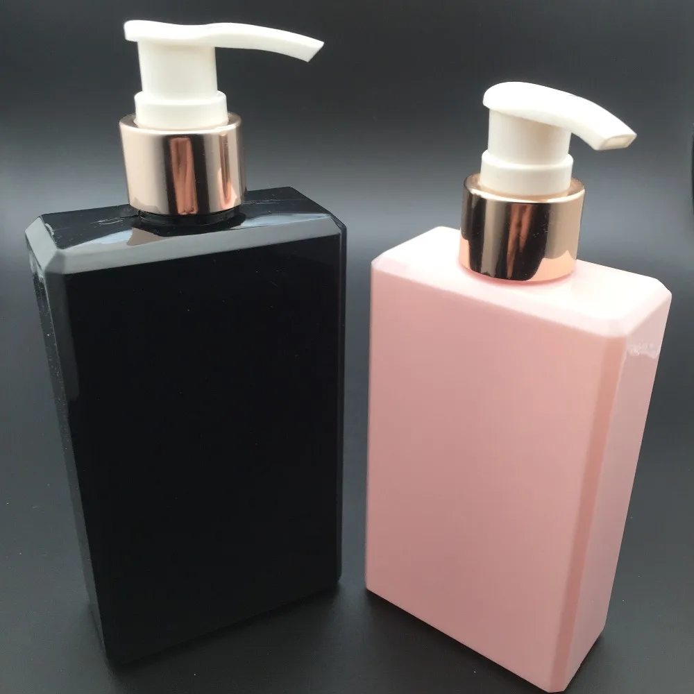 200ml plastic PETG soap shampoo loition square bottle with pump dispenser cosmetic packaging