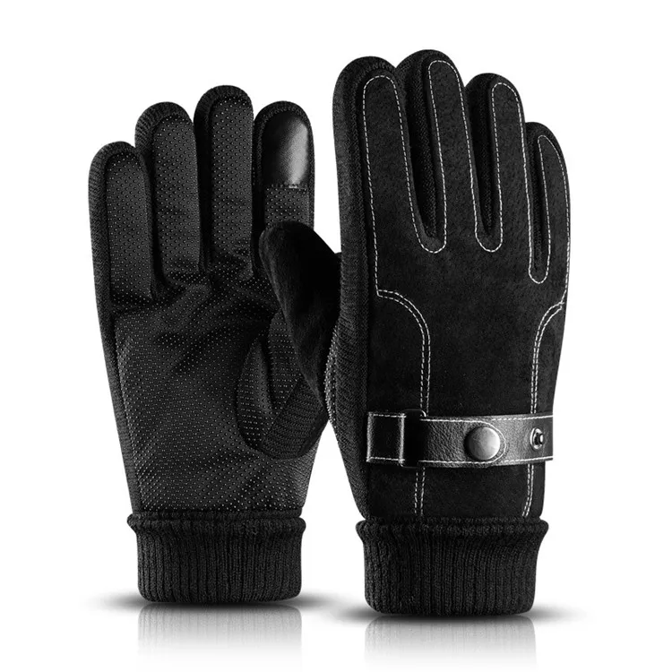 New men real pigskin winter snowboard top gloves men thermal gloves with fur