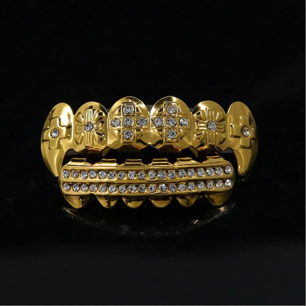 Queena Dental Grills Jewelry Hip Hop Teeth Grillz Inlay Rhinestone Teeth Grills