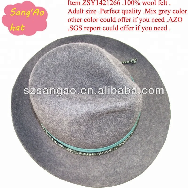 Wholesale fashion Mix gray wool felt hat men in festival