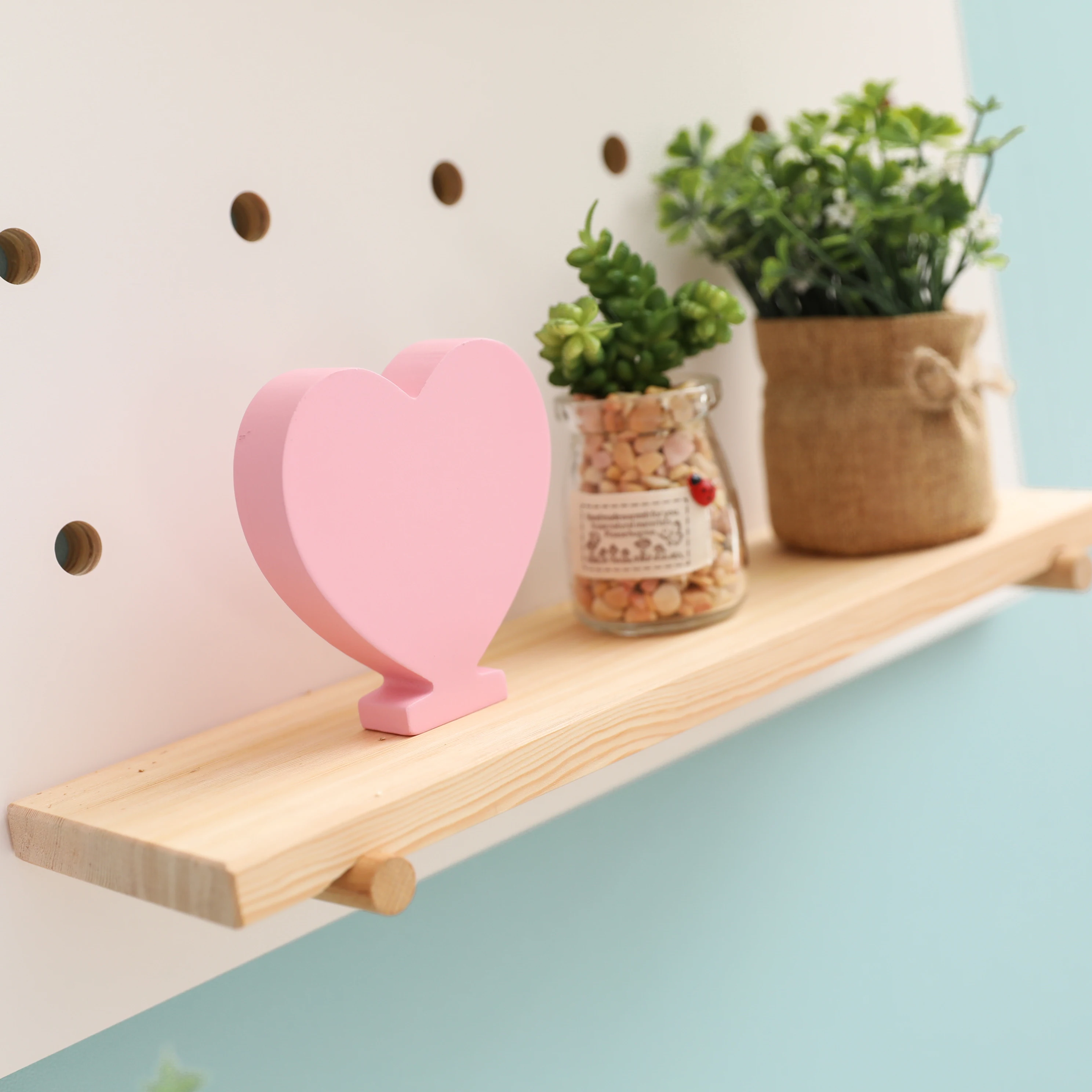 Wooden europe style tool shelf  white square plate display peg board