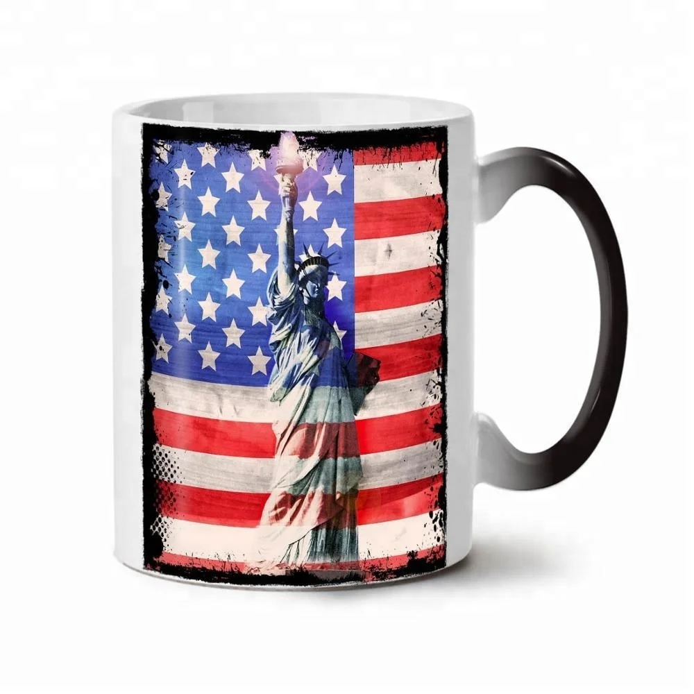 Customized magic mug hot water photo changing cups with handle