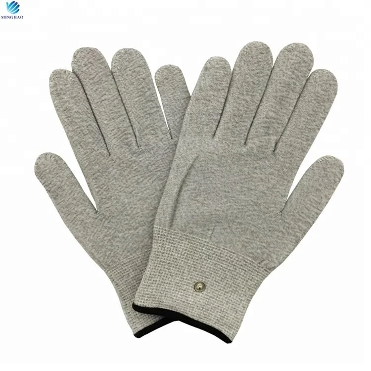 Ready to Ship Conductive Vibrating Massage Beauty Silver Fiber Thread Gloves Electrotherapy Compatible with TENS/EMS Machine