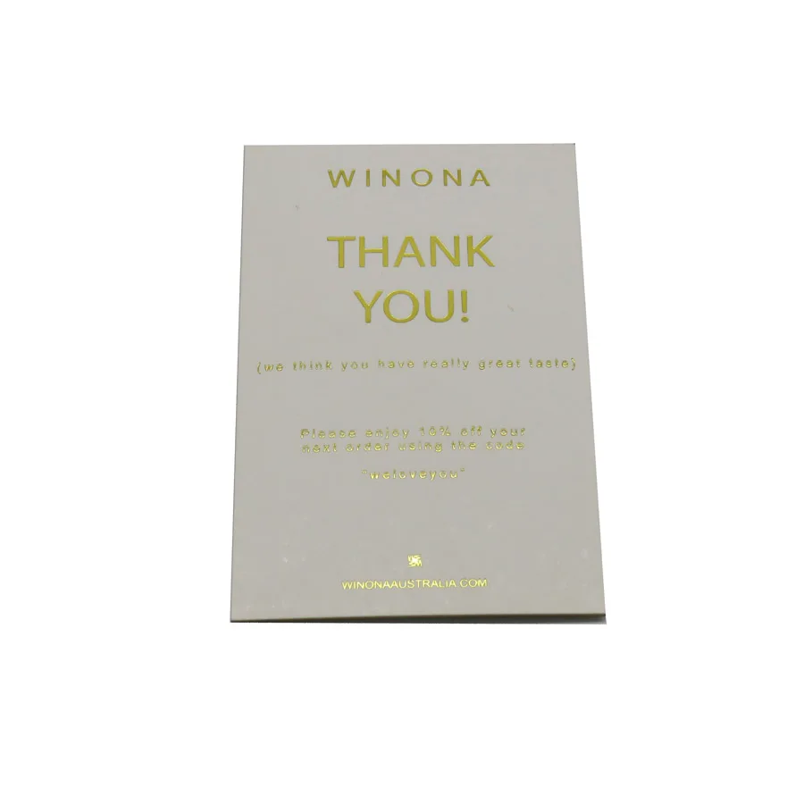 eco friendly with custom gold foil logo recycled thank you card art paper
