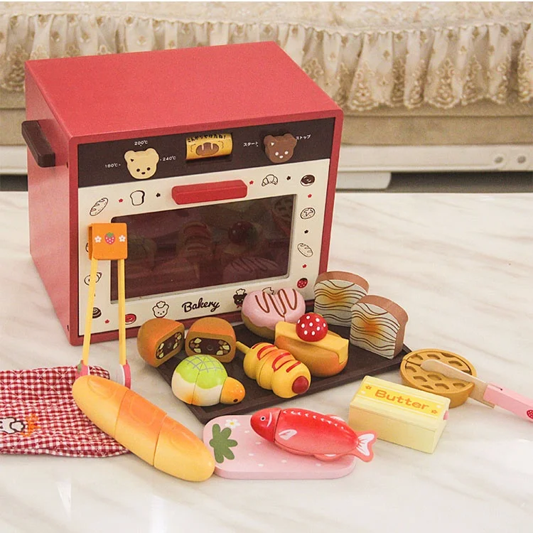 Wholesale High Quality Classic Game Children Wooden Oven Bread Cutting Kitchen Toy
