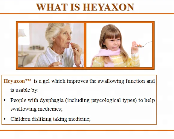 Heyaxon Gel helping dysphagia swollowing medicines