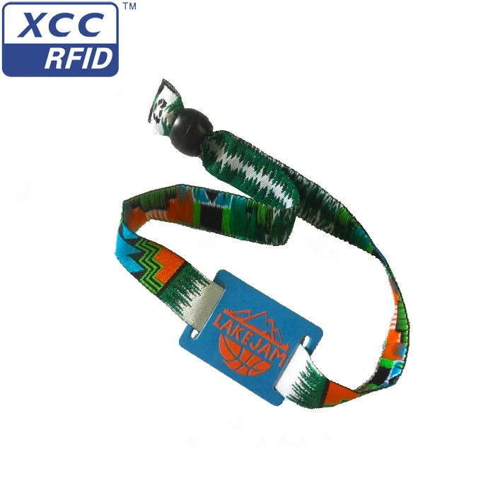 Customized passive RFID fabric wristband price Ntag 213 215 216 Braided wristband