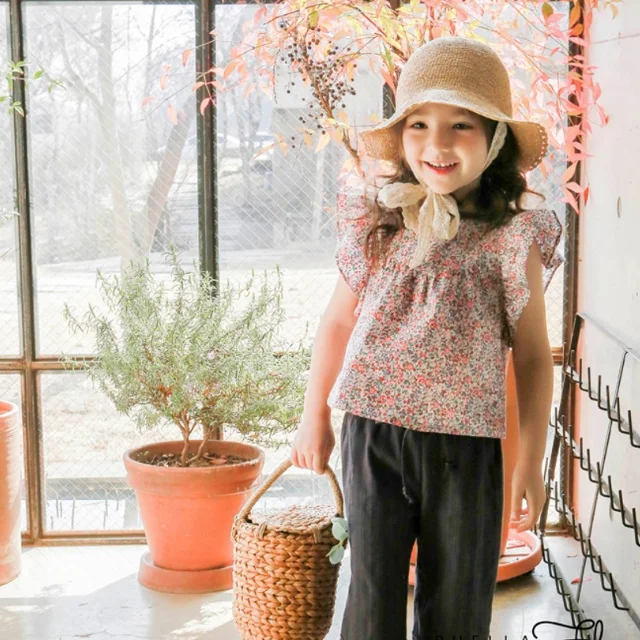 KS0687 Korean style girls puff sleeve flower t shirt