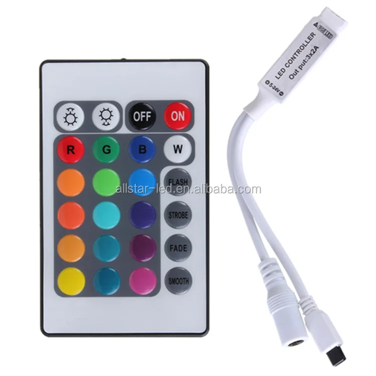 High Quality Mini 24 Keys mini LED RGB Controller DC12V 6A Wireless IR Remote RGB LED Mini Dimmer For SMD3528 5050 LED Strip