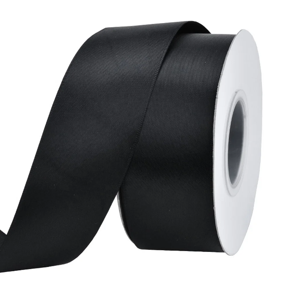 Yama factory customized available polyester solid color 100 yards/roll stocked double faced 38 MM satin ribbon