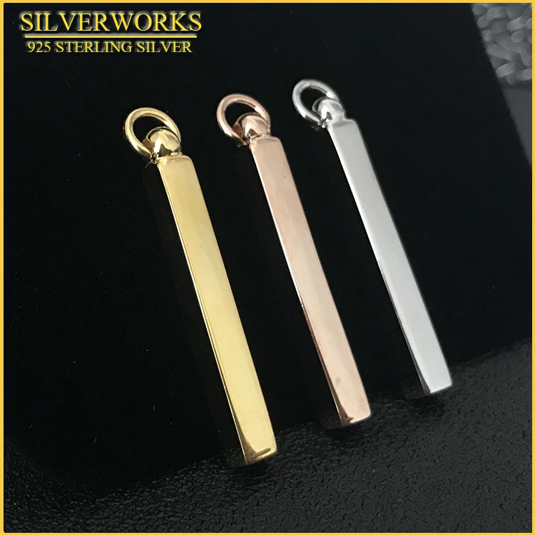 
Wholesale 925 Sterling personalized Vertical Bar Pendant Personalized Silver Jewelry 
