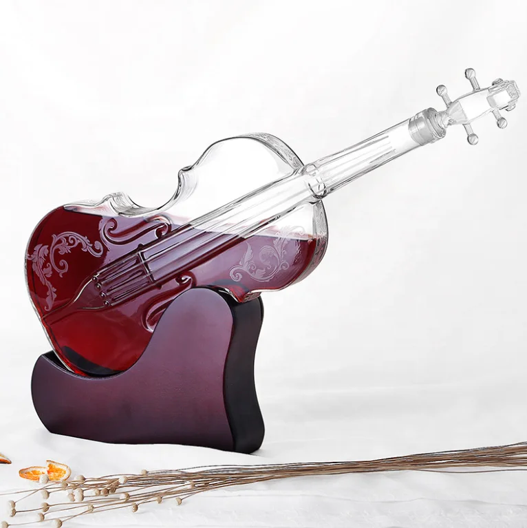 1000ML Handcraft Violin Shaped Fancy Glass Wine Bottles,Glass Liquor Bottle,Wine Bottle