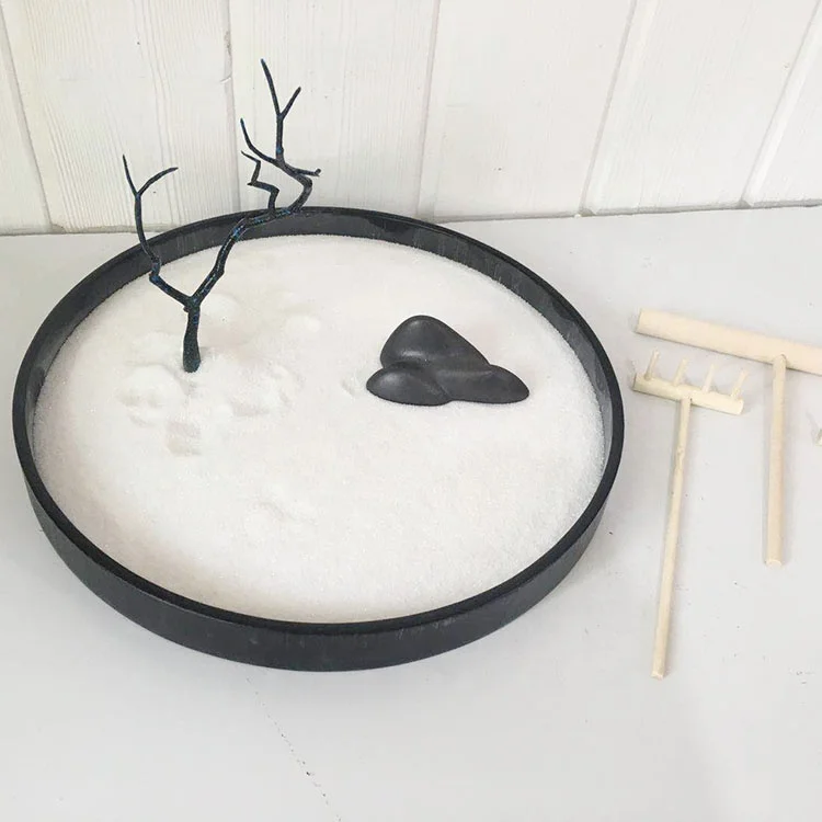 Wooden Zen Sand Garden Rake Spiritual Home Decor Modern Relaxation Office Desk Toys Therapeutic Sand Tray