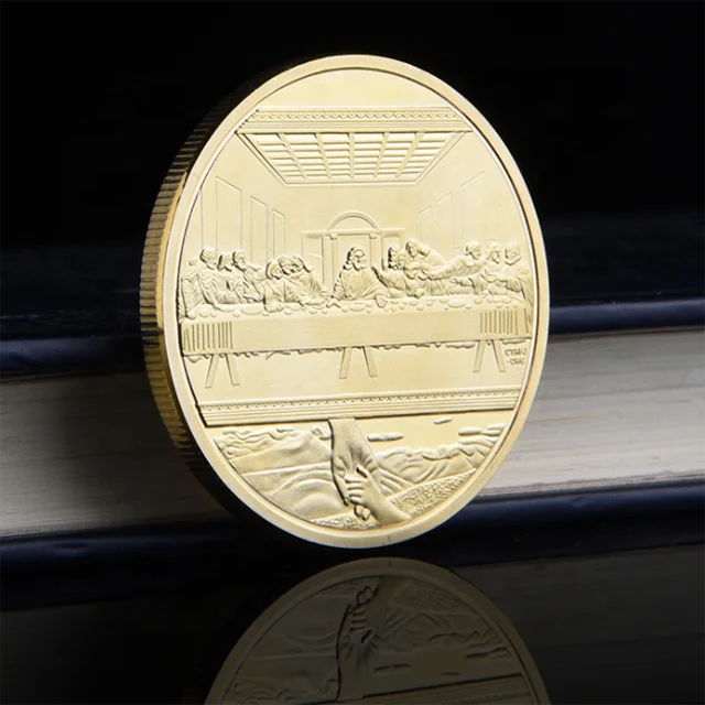Promotional custom metal jesus coin religious coins gold
