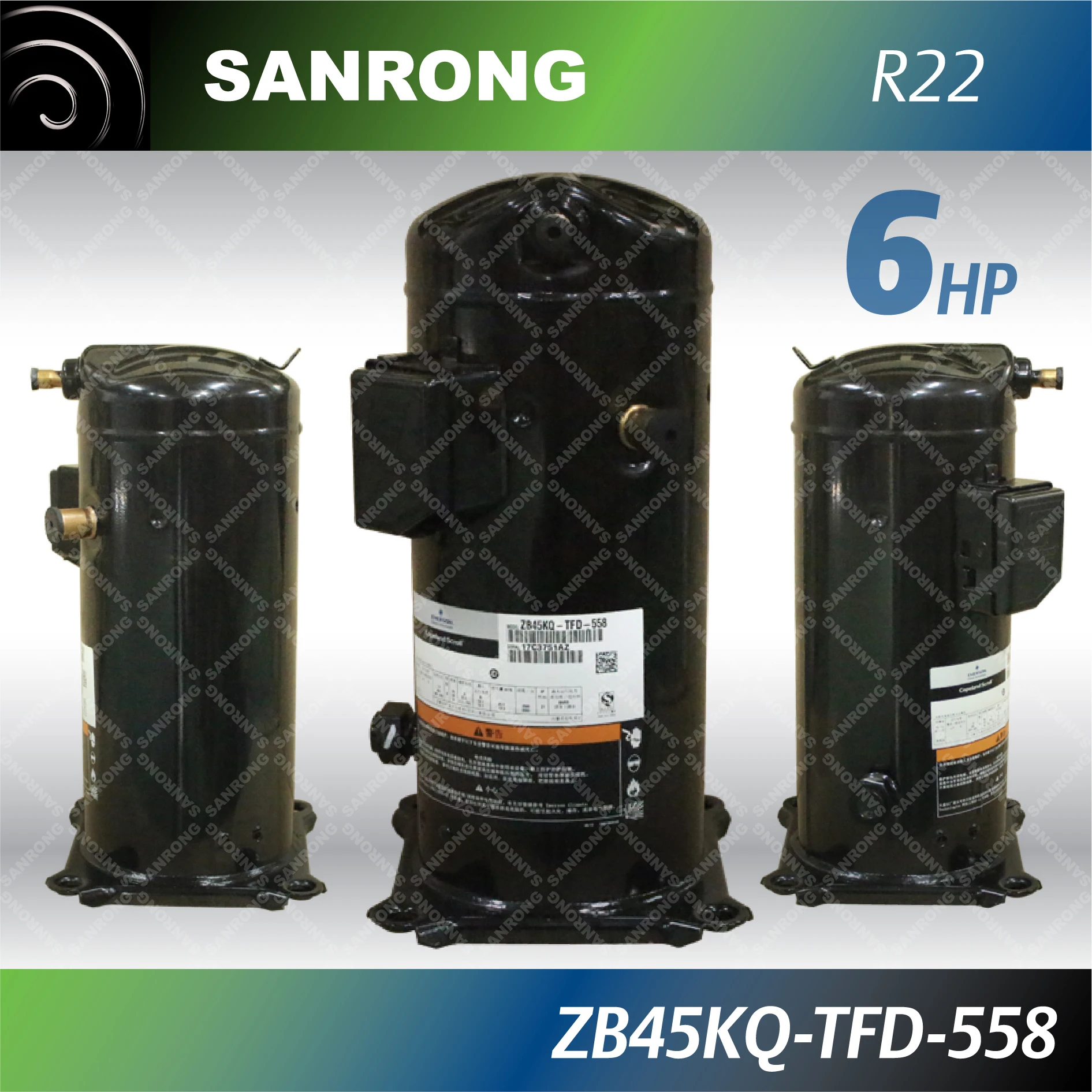 New R404A 6HP ZB45KQE-TFD-559 ZB45KQE-TFD-523 ZB Copeland Scroll Compressor for Condenser Unit