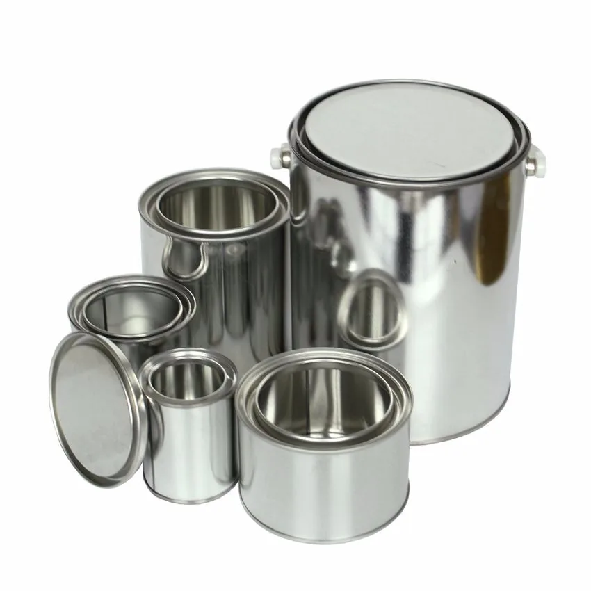 
metal round solvent tinplate small plain silver print lever lid paint tins can 