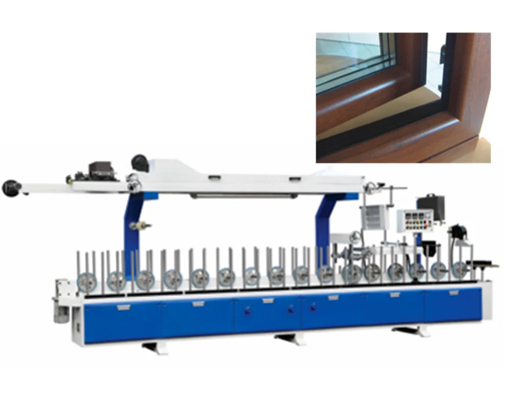Aluminium Bathroom Doors Profile Cold Glue Wrapping Machine