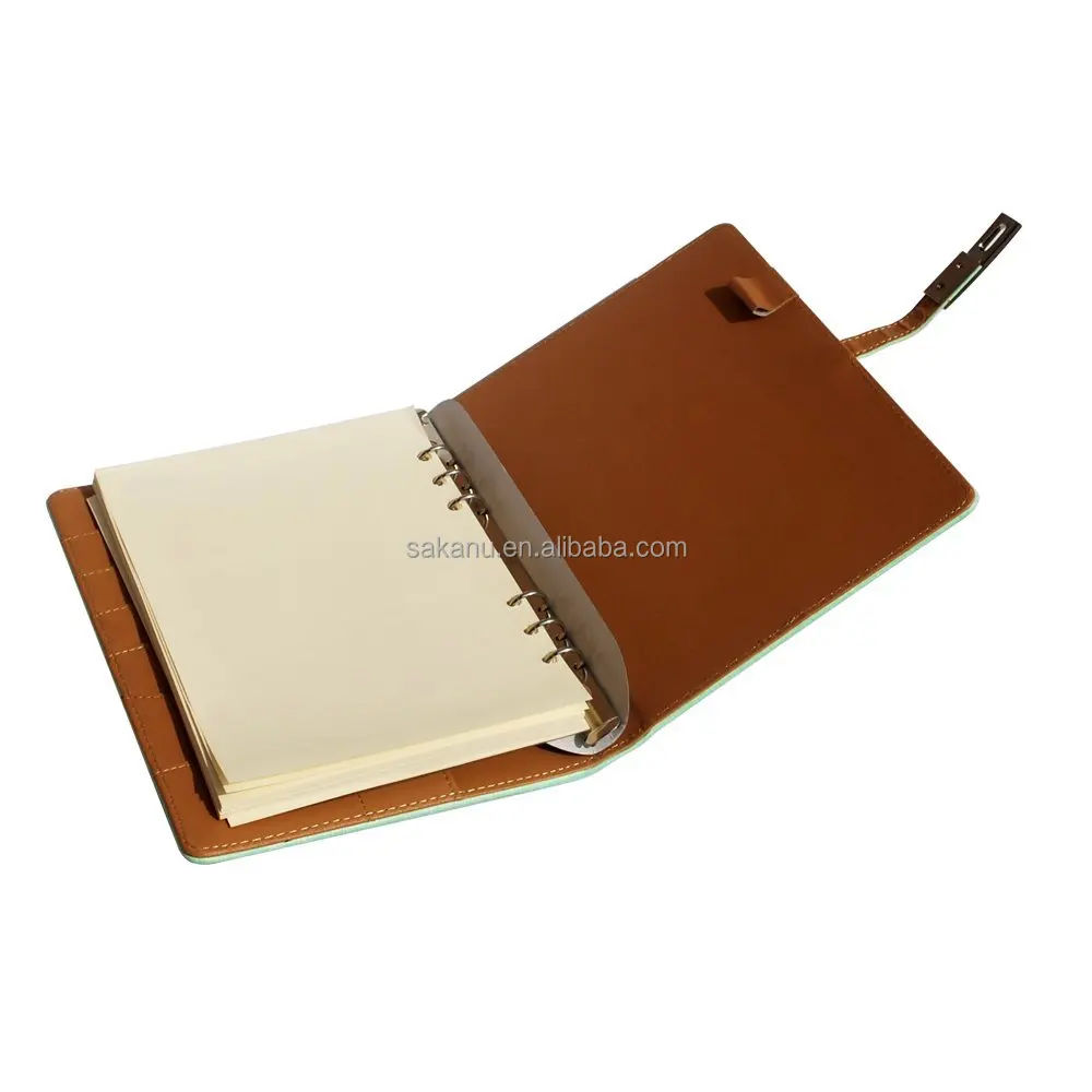customize wholesale A5 ring binder pu/faux leather notebook diary