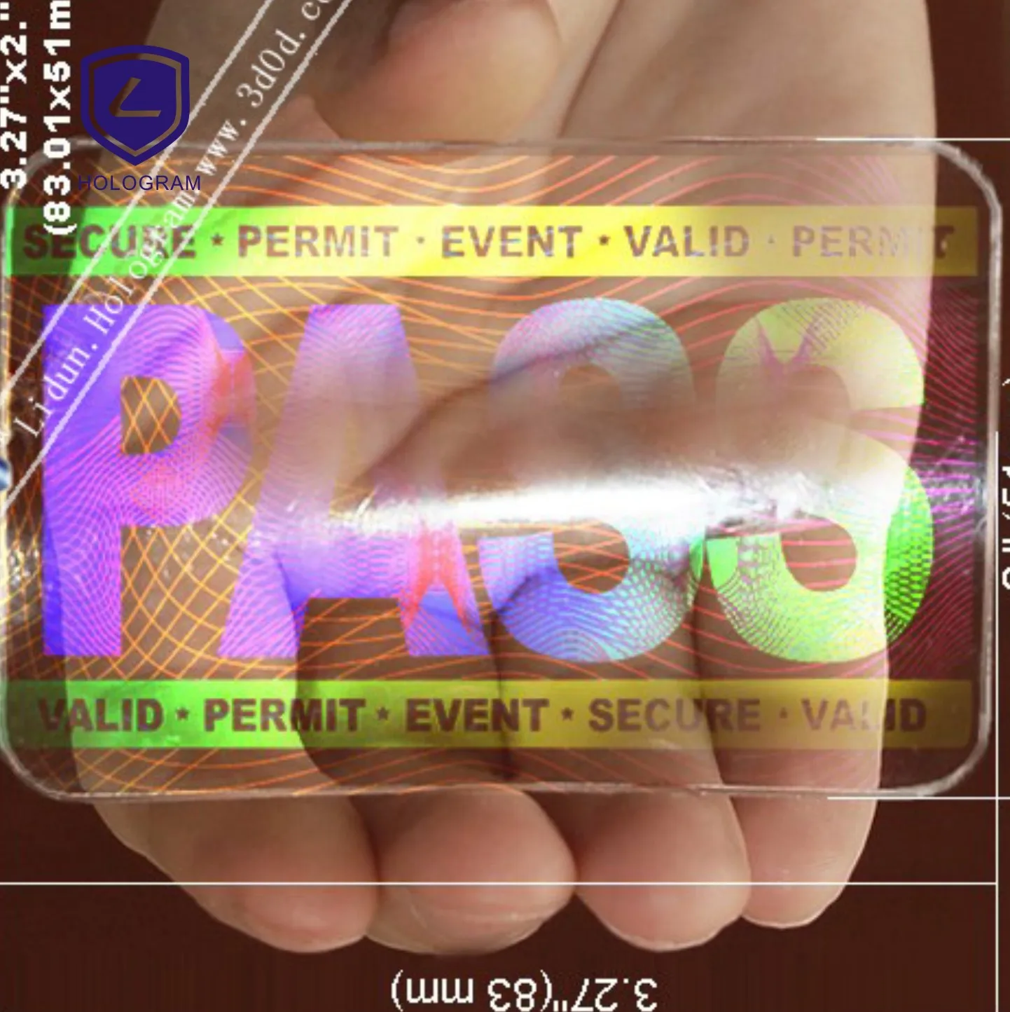 3D Laser Hologram Sticker/anti-fake Holographic Labels for ID Card