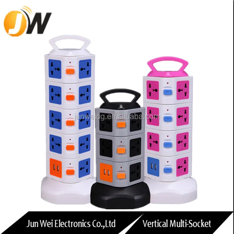 
2 Layer Multi Vertical Extension Sockets with UK/Euro Plug 