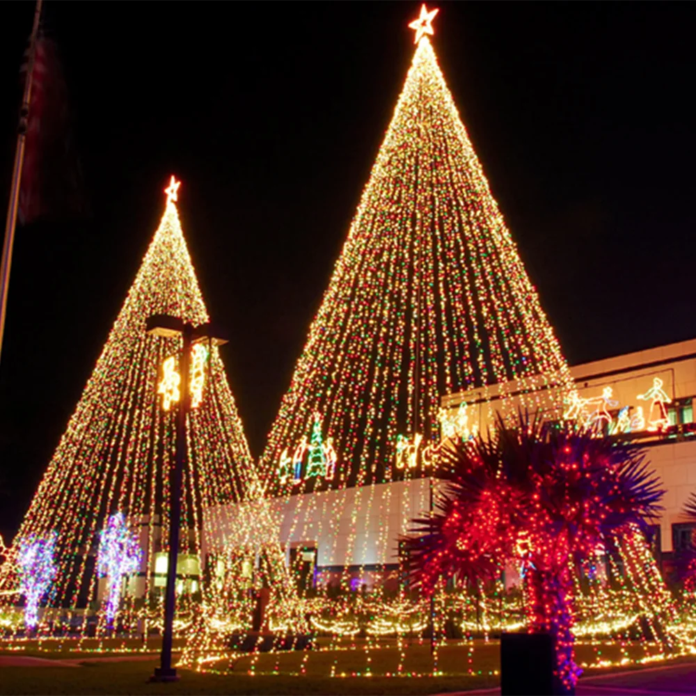 Smart Pixel Light RGB LED String Light 100L Rubber Cable Capsule Bulb IP 66 Chain Light for Commercial Outdoor Application