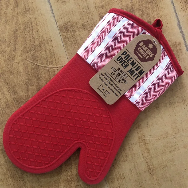 
high quality silicone glove 500degrees F heat resistant cooking oven mitts 