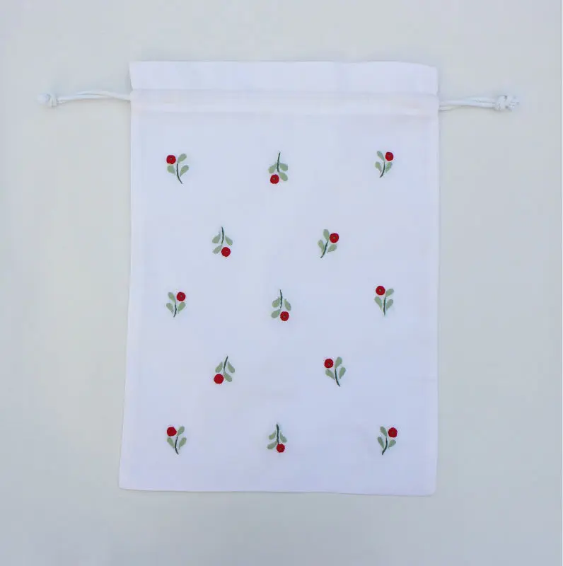 Flowers embroidered drawstring laundry bags, personalized monogrammed lingerie bag