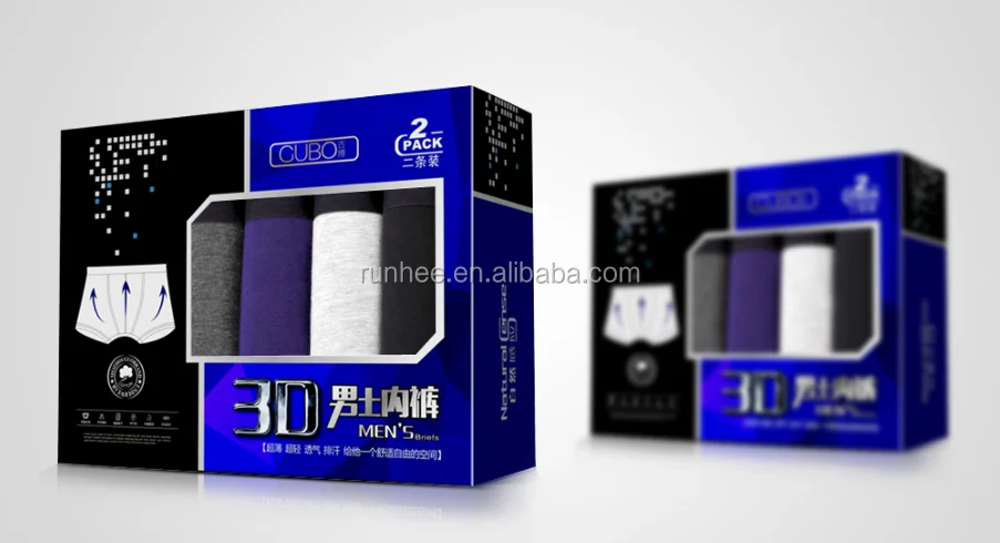 
OEM factory High-grade art paper man underpants knickers briefs recycled paper packaging box with Transparent window 