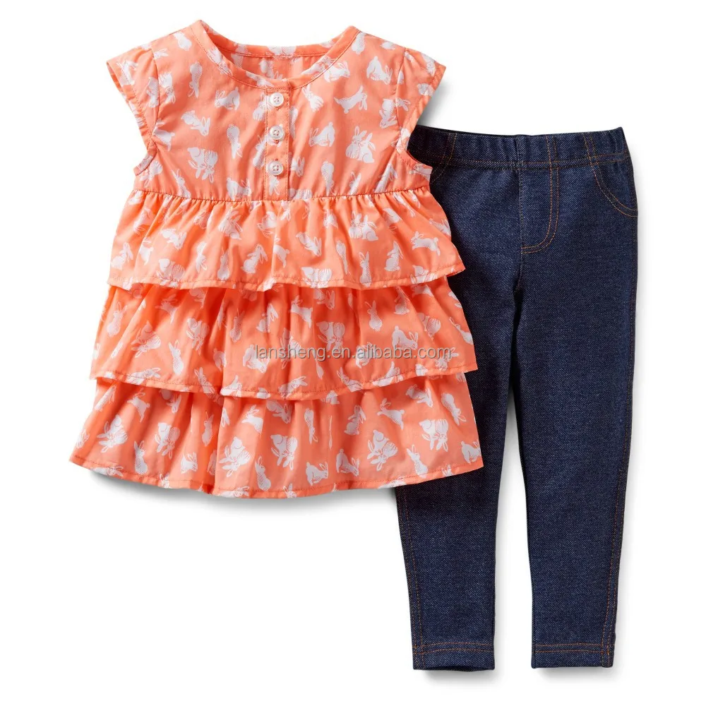 
manufacturers china boutique style kids clothes ruffle clothing top and leggings 